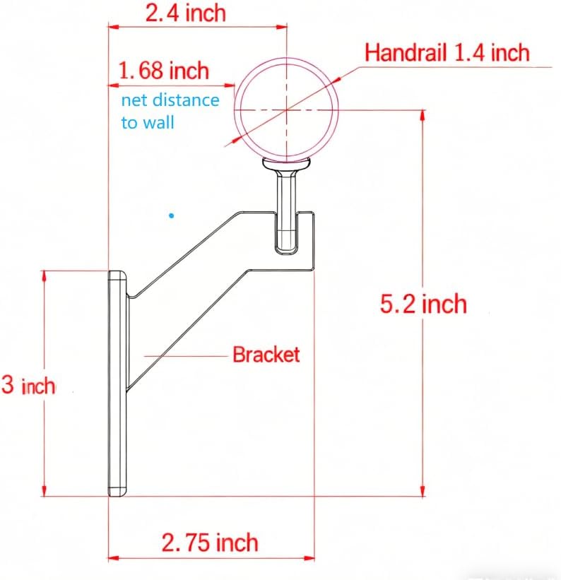 9 FT Handrails Kit for Indoor Outdoor Stairs，Modern Aluminum Handrail Set，1.4" Diameter Bar,Adjustable 304 Stainless Steel Brackets Included，Rust Free. (Matte Black, 9 FT)