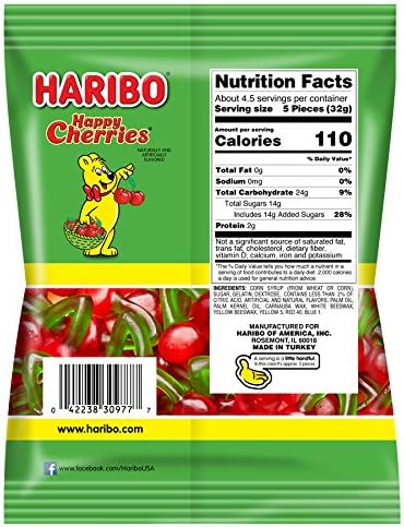 HARIBO Gummi Candy, Happy Cherries, 5 oz. Bag (Pack of 12)