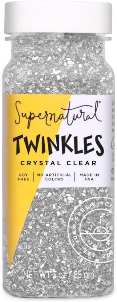 Supernatural Twinkles White Sanding Sugar Sprinkles, Crystal Clear, Non-GMO, Vegan, 3oz, Made in USA