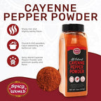 Cayenne Pepper Powder 16oz Jar - 50,000 SHU, Gluten Free, All Natural Red Pepper, Garden Wildlife Natural Pest Control by Spicy World