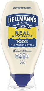 Hellmanns Real Mayonnaise Spread, 20 Fluid Ounce Squeeze Bottle -- 12 per case.