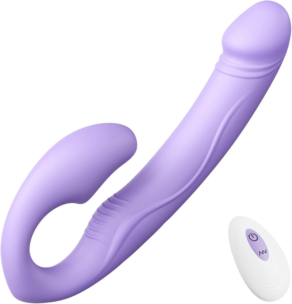 Tracy's Dog Strapless Strap-On Dildo Female Sex Toys, Velvety-Soft Double-Ended Anal Dildos, 10 Vibrations, Remote Control, Wearable G-Spot Vibrator Adult Toys for Women Lesbians & Couples (Cushify)