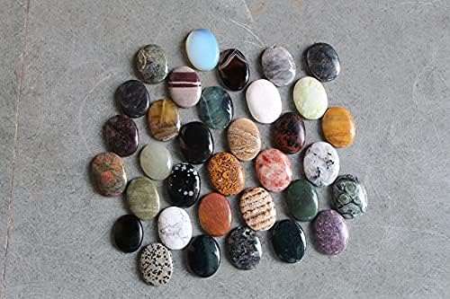 Jet International Jet Assorted Mix Worry Stones Approx 15 to 18 Grams Length 1.5 to 1.8 Inch Approx (Each) Free 40 Pages Crystal Therapy Booklet Meditation Stress Relief (Set of 10)