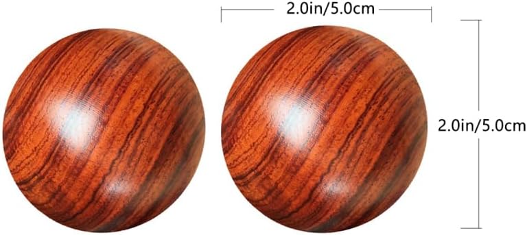 Hand Massage Balls 2 Pack Solid Wood Baoding Fitness Balls for Stress Relief Joint Flexibility Blood Circulation and Hand Muscle Exercise Portable 1.96 Inch
