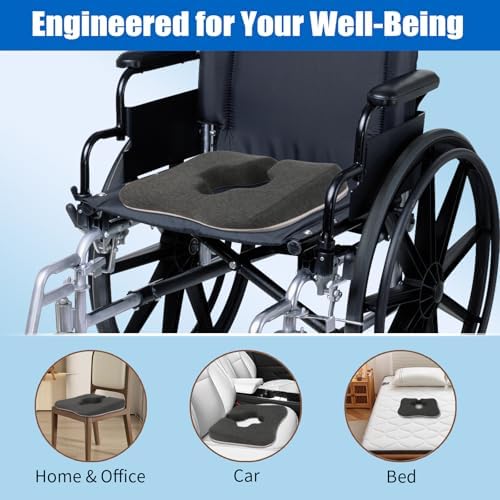 Gel Wheelchair Cushions for BedSores Prevention,Bed Sore Pad Cushion for Butt - Pain Relief for Long Sitting & Relieve Sciatica, Back, Tailbone, Pressure Sore and Ulcer Pain for Pregnant and Elderly