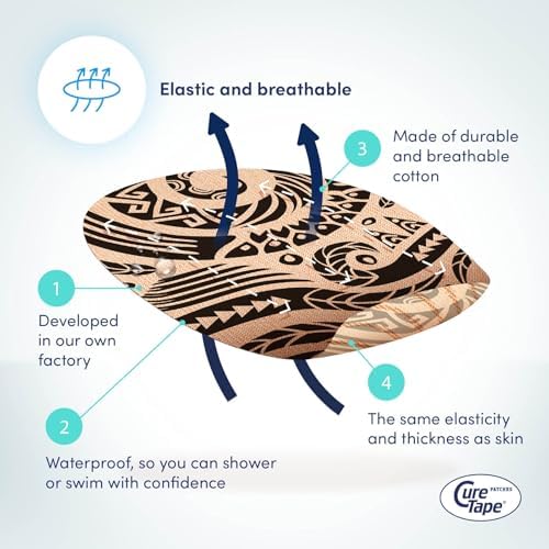 CureTape Patches - Sensor Fixing - Plasters for Freestyle Adhesive Plasters for Libre, Libre 3, Dexcom and Medtronic Guardian Sensors - Sensor Patch - Unique Variants (Tattoo)