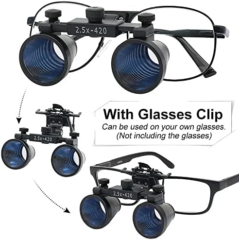 2.5X 3.5X Binocular Dental Loupes Surgical Magnifier Dentist Loupe Metal Eyeglasses Depth View (2.5x-420)