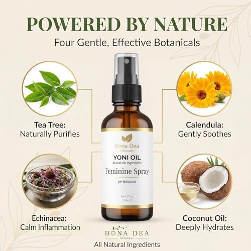 Feminine Spray for Women – All Natural Yoni Oil Deodorant & Moisturizer, Organic Essential Oils, Chemical-Free Perineal Massage Oil for Pregnancy, Sensitive Vaginal Care | 2 oz Spray