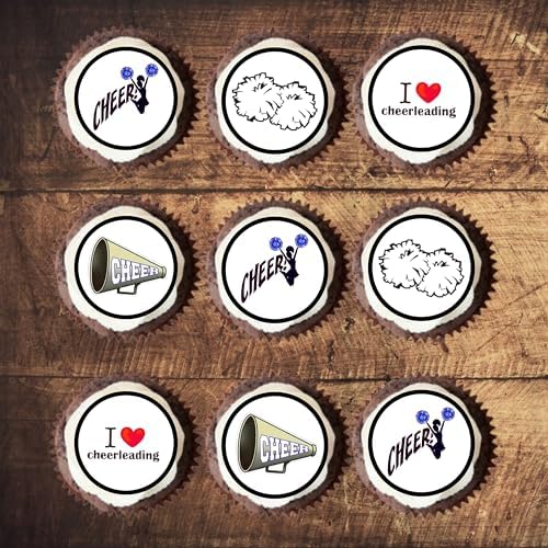 Cheerleader Edible Cupcake Toppers – Cheerleading-Themed Decorations for Squad Parties & Sports Events UNCUT (48 x 3cm/1.18 Inch Discs)