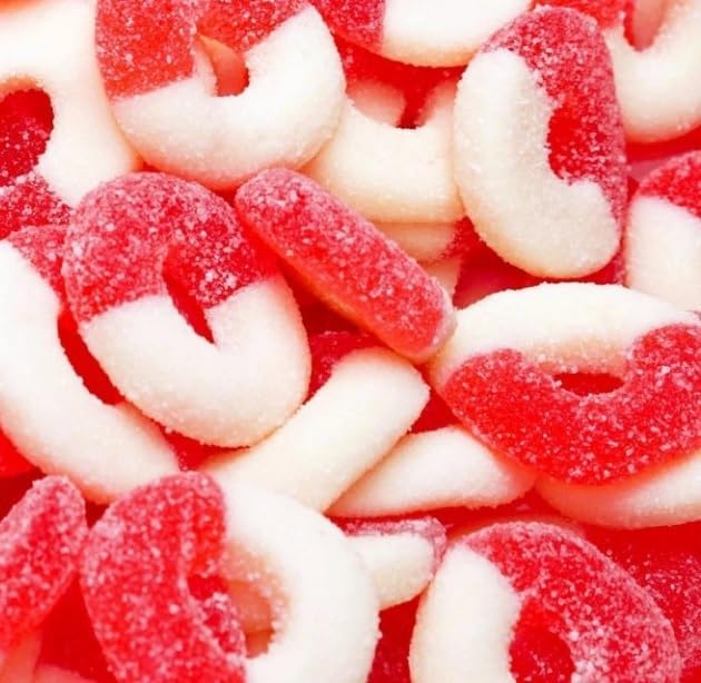 SweetGlob Gummy Rings Fruit Flavor Soft & Chewy Gummy Candy Perfect for Parties, Candy Buffets, and Toppings (Red Cherry, 1 Pound)