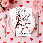 IANFEPH 100 Pcs Romantic Red Heart Napkins 3 Ply Disposable Paper Guest Hand Towels Valentine's Day Cocktail Party Napkins Decorative Love Heart Tree Napkins for Wedding Anniversary Birthday Supplies