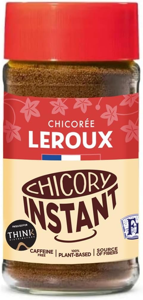 Leroux Instant Chicory Coffee – 100% Roasted Chicory from France, Caffeine Free Coffee Substitute, Pure French Chicory Powder, Produced for Think Distributors, 7 oz