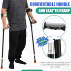 Geiserailie 2 Pcs Forearm Crutches for Adults, Folding Forearm Crutches Lightweight and Adjustable with Rubber Grips for Comfortable Grip, Aluminum Cane with Cuffs for Walking, Black