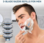 Razor Refills for Men, 24 Count 3-Blade Shaving Blades with Dual Lubrication, Compatible with Mach3 Razor Handles - Value Pack