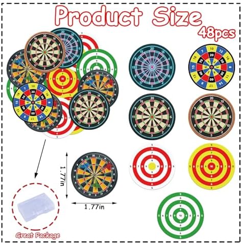 48PCS Edible Dart Cupcake Toppers Wafer Paper Dartboard Target Cake Decorations Edible Game Cupcake Toppers for Dart Lovers Theme Birthday Party Decoration