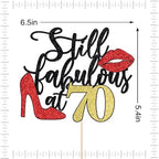 Still Fabulous at 70 Cake Topper,Happy 70th Birthday Cake Topper,Queen High heels Big Red lips Cake Topper,Women 70th Birthday Party Cake Decorations