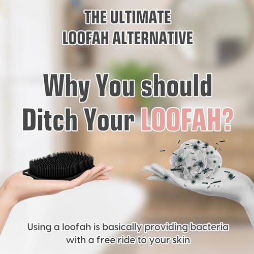 Silicone Loofah - Exfoliating Body Scrubber, Soft Dual-Sided Silicone loofa for Body Clean and Massage, Gentle Bath Brush Lathers Well for All Kinds of Skin