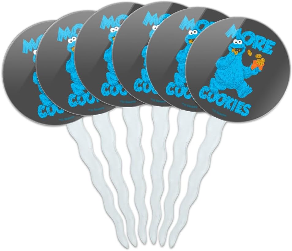 Sesame Street Cookie Monster More Cookies Cupcake Picks Toppers Decoration Set of 6