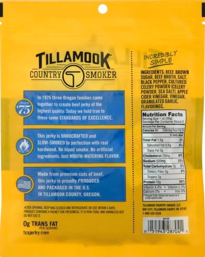 Tillamook Country Smoker Real Hardwood Smoked Beef Jerky, Sea Salt & Cracked Pepper, 2.5 Ounce (Pack of 2)