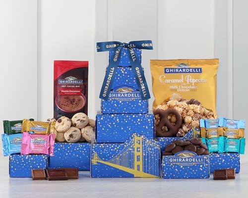 Ghirardelli Chocolate Gift Tower by Wine Country Gift Baskets Gift for Families College Students Appreciation and more