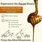 Altay Raw Buckwheat Honey - 100% Pure, Unfiltered, Unpasteurized, Ethically Sourced - Glass Jar, 454g / 16oz