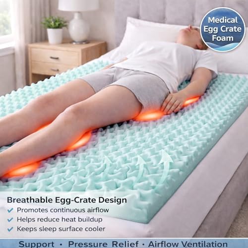 DMI Foam Mattress Topper, Egg Crate Foam Pad, Mattress Pad and Bed Topper for Support, Air Circulation, Pressure Relief and Weight Distribution, Hospital Size Mattress, 33 x 76 x 4 ,Blue