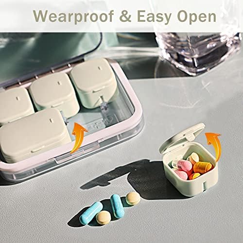 Pill Organizer SOFISO 4/6 Grid Free Assembly Travel Medicine Organizer 10 Day Pill Organizer Portable Pill Box Waterproof Pill Case Daily Medication Carry Case for Vitamins, Fish Oils, Supplements