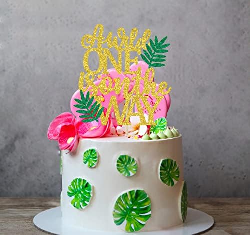 Gold Glitter A Wild One is on the Way Cake Topper, Safari Jungle Animal Themed Baby's 1st Birthday Baby Shower Gender Reveal Party Decorations Supplies