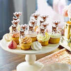 40 Pack Edible Merry Christmas Cupcake Toppers Christmas Deer Birthday Cupcake Picks Baby Shower Boy Girl Birthday Party Anniversary Party Decorations Supplies (deer)