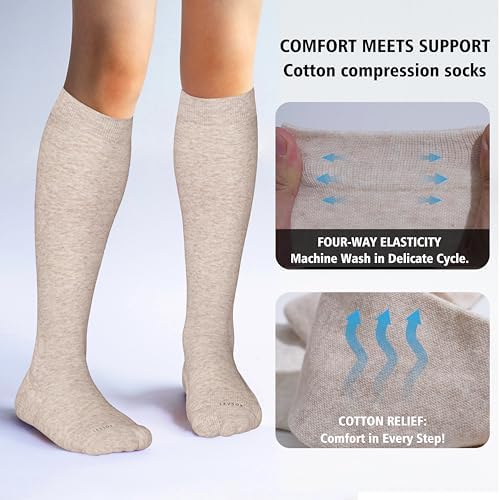LEVSOX Cotton Compression Socks for Women&Men 20-30mmHg Knee High Cute Support Sock for Nurses Pregnancy Travel
