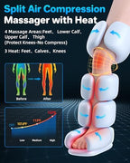 YINGGG Leg Massager with Heat and Compression - Foot and Calf Massage Sleeve with 3 Heat, 6 Intensities, 6 Modes, Compression Boots for Circulation and Pain Relief