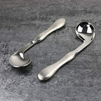 Adaptive Utensils 2pcs Curved Spoon Set Right Handed Angled Spoons Cutlery Utensil Stainless Steel Eating Silverware for Hand Tremors, Arthritis, Parkinson's or Elderly Use