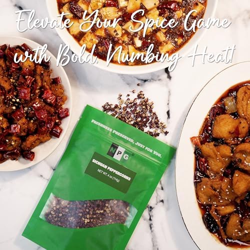 NPG Premium Szechuan Red Peppercorns Sichuan Whole Peppercorns 4 Ounces, A Mouth-numbing Spice, Red Sichuan Peppers for Kung Pao Chicken, Mapo Tofu, and Chinese Cuisine