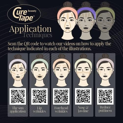 CureTape Beauty Kinesiology Tape | Anti-Wrinkle Face Tape | Face Neck Lift Tape for Toning, Firming & Tightening The Skin | Kinesiology Tape for Face and Sensitive Skin | Soft on The Skin (2'' X 16')