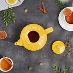 RSVP International Stoneware Teapot Collection, Microwave and Dishwasher Safe, 42 oz, Yellow