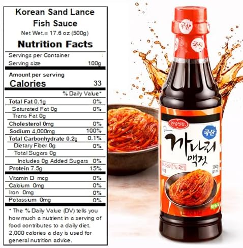 LENITH Korean Sand Lance Fish Sauce – Naturally Fermented Umami Sauce for Kimchi & Korean Cooking – 17.6oz (500g)