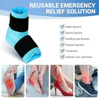 Comfytemp Ankle Foot Ice Pack Wrap for Plantar Fasciitis Relief, Ankles Brace for Sprain, Heel Spur, Swelling, Achilles Tendonitis, Cold Bag for Injuries Reusable, Hot Cold Compress, 1 Pack (Blue)
