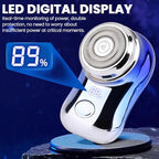 Mini Travel Electric Shaver, Portable Pocket Size Rechargeable Shaving Razor Lightweight Razor with Battery Power Display Wet & Dry Rotary for Teen Office Business(Gradient Blue)