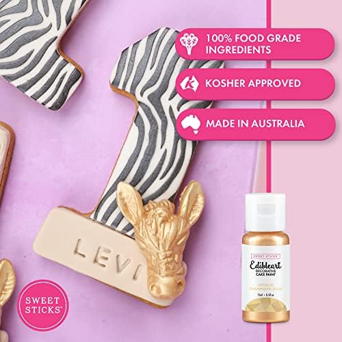 Sweet Sticks Edible Art Decorative Cake Paint 0.5 Ounce (15 Milliliters), Metallic Champagne Gold