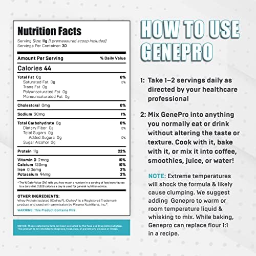 GENEPRO GEN. 3 Unflavored Protein Powder - New Formula - Lactose-Free, Gluten-Free, & Non-GMO Whey Isolate Supplement Shake (3rd Generation, 30 Servings)