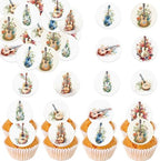 36PCS Edible Guitar Cupcake Toppers Wafer Paper Music Instrument Cake Picks Music Guitar Birthday Cake Topper Musician Cupcake Picks for Concert Theme Party Decor