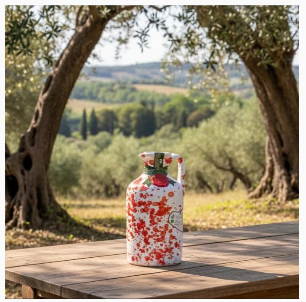 Frantoio Galantino, "Fantasia" Extra Virgin Olive Oil in Reusable Red Ceramic Bottle, 250ml, Imported from Italy
