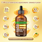 VivoNu Vitamin D3 K2 Drops, D3 20000 IU & K2 as MK-7 400mcg with Magnesium, Calcium, Zinc & Omega 3 for Immune*, Mood*, Bone* Health, Orange Flavor Vitamin D Liquid Drops Supplement 1 Bottle/2 Ounces
