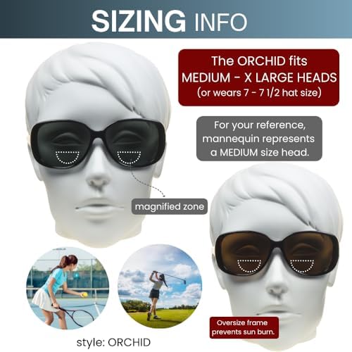 proSPORT Womens Polarized Bifocal Reader Sunglasses Gray Brown Lens Oversize Jackie-O Black Brown Frame