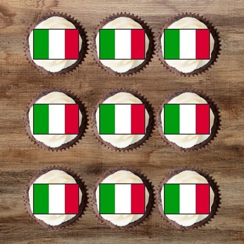 50 Italian Flag Edible Cupcake Toppers, Italy Flags, Italia Flags Of The World Mini Cake Decorations, Eurovision Party Decorations, Italy Cake Decoration Olympics Party Cookie Decor UNCUT