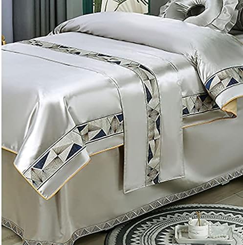 KKLT 4-Piece Microfiber Massage Table Sheet Set,Non Slip Solid Color Salon Bed Cover,Stain-Resistant Beauty Bedspread for Body Fumigation Physiotherapy Massage-Grey 190x80cm(75x31inch)