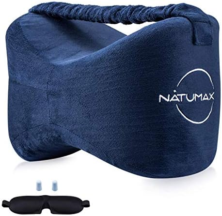 Knee Pillow for Side Sleepers - Relief from Sciatica Pain, Back/Leg Pain, Pregnancy, Hip and Joint Pain Memory Foam Leg Pillow + Free Sleep Mask and Ear Plugs