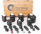 Master Massage 60-Piece Deluxe Hot Stone Set including Basalt Volcano Rocks, Marble Cold Stones, and Chakra Balancing Tools - Ultimate All-in-One Package Kit for Hot Stone Massage Therapy