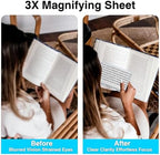 4 Pcs Magnifying Sheet 3X Page Magnifier for Reading Lightweight PVC Fresnel Lens with 4 Pcs Magnifying Bookmark Ruler for Low Vision & Seniors