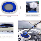 povtii Car Wash Brush with Long Handle, 45" Adjustable Length Retractable Bent Pole Automotive Wash Mop, Scratch-Free Microfiber Brush Mop for Washing Detail, Car Accessories (Single)